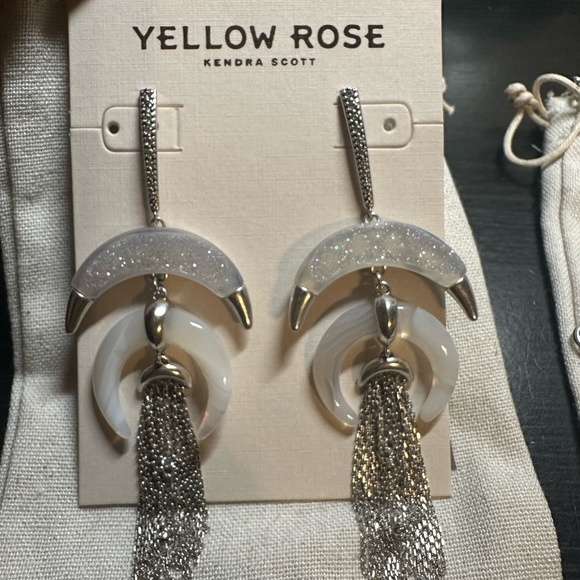 Kendra Yellow Rose Scott Lainey Wilson Iridescent Drusy & Silver earrings Rodeo - Picture 4 of 4
